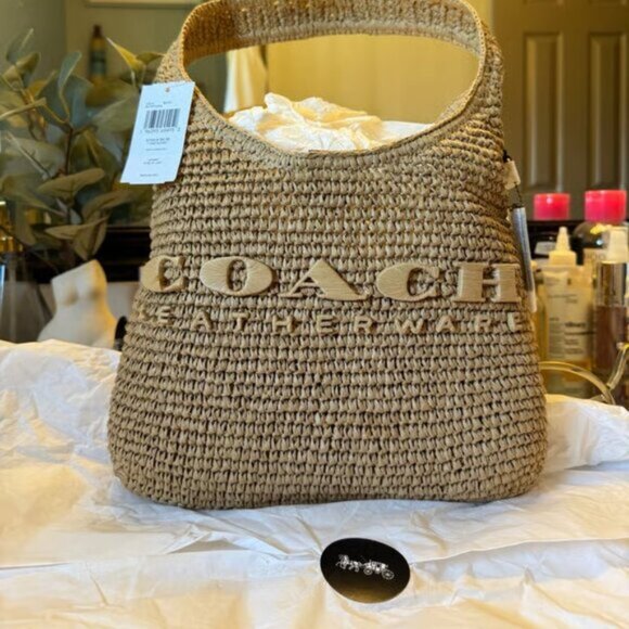 Coach Handbags - Coach Brooklyn Small Straw Shoulder Bag 28 CAL97